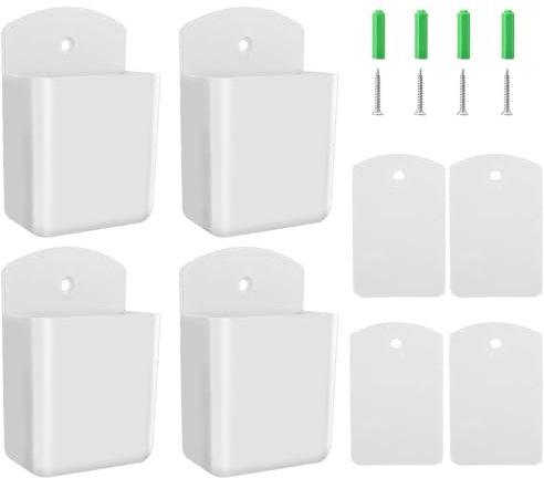 Supporto Per Telecomando Adesivo Da Muro - 4 Pezzi Porta Scatola Da Parete Bianco Per Casa E Ufficio