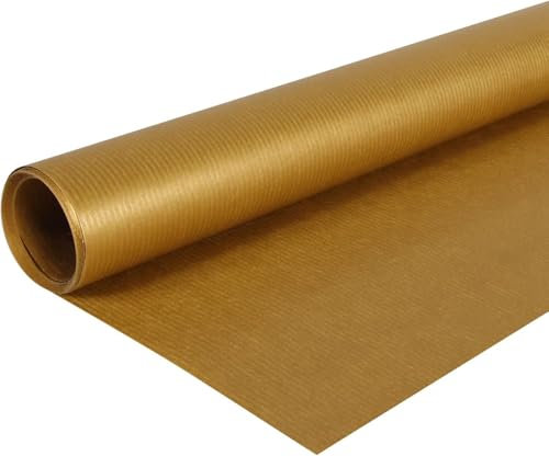 Papiertiger Farbiges Kraftpapier auf Rolle, ideal für Geschenkideen und Bastelprojekte (Gold, 1 Rolle 10m x 70cm)