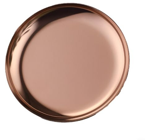 Bandeja redonda de acero inoxidable perfecta para organizar tus preciosos accesorios (oro rosa)