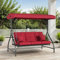 TLSUNNY 3-Seat Patio Swing Chair W/Adjustable Canopy & Backrest, Removable Seat Cushion, Convertible Porch Bed with Stand, 45° Adjustable Canopy, for Backyard, Poolside, Balcony, 750LBS