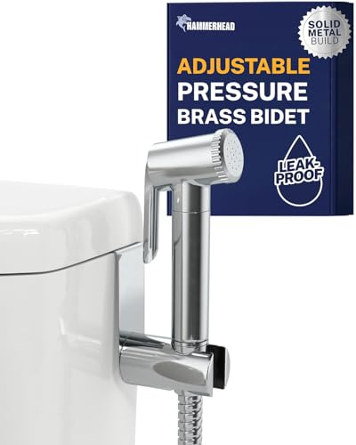 HammerHead Showers All Metal Adjustable Pressure Handheld Bidet Sprayer for Toilet, Handheld Bidet Attachment with 59 Inch Hose and Leak-Proof T-Valve, Jet Spray for Toilet, Muslim Shower Chrome