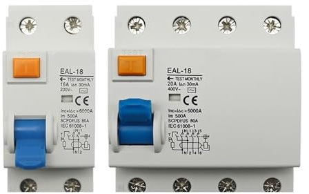 HZDXWXOJ Disjoncteur électromagnétique à Courant résiduel, 2P 4P 10/30/100/300mA, Type AC RCCB RCD ELCB, disjoncteur différentiel, Interrupteur de sécurité(2P 20A,30mA)