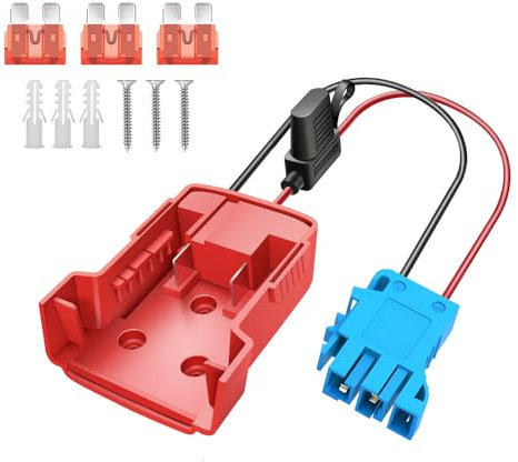 Battery Adapter 18V for Power Wheels Adapter Compatible with Milwaukee Battery with Wire Harness Connector Compatible with Peg-Perego Children Ride-on Car, 12AWG Wire with 40A Fuse