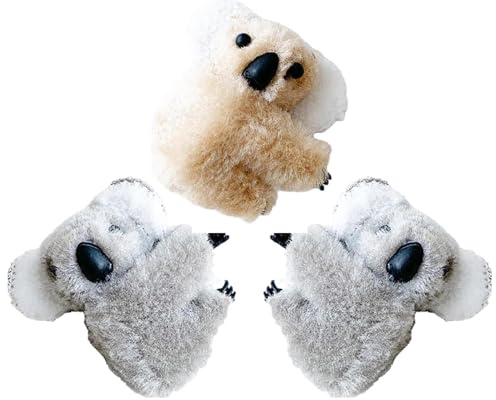 Koala-Haarklammer, Plüsch, Grau und Khaki, niedlicher Cartoon-Clip, Koala-Plüschtier-Clips, Mini-Haarspangen, Tier-Kopfbedeckung, Haarschmuck für Damen, 3 Stück