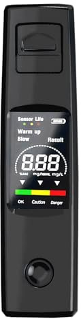 AOUZOVLI Alkoholtester Geeicht Alkoholmessgerät Promillemessgerät Alkoholtester Polizeigenau Alkomat Alcohol Tester Atemalkoholtester Polizeigenau Promilletester Kontaktloses Design Schwarz