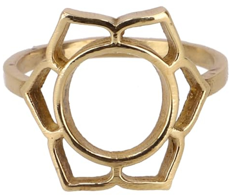 GURU SHOP Chakra Modeschmuck Ring, Meditationsring | Goldfarbener Ring aus Messing, symbolisiert Intuition und Weisheit, unisex, handgefertigt in Indien.