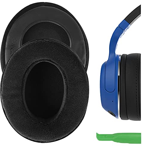 Geekria Comfort Velour Replacement Ear Pads Compatible with Skullcandy Hesh, Hesh 2.0, Hesh2 Wireless, Crusher Over-Ear Headphones, Ear Cushions, Repair Parts (Black)