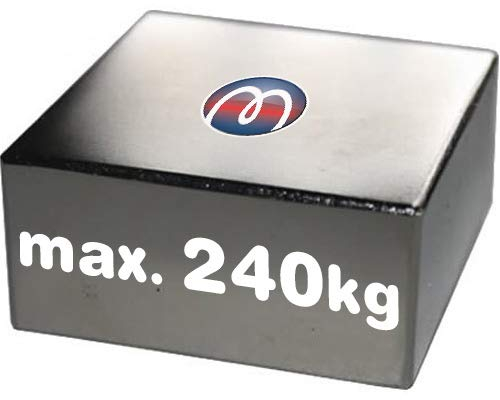 Quadermagnet Neodym Magnet-Quader Extra Stark - Haftkraft bis 800kg - Starke Blockmagnete - Rechteckige NdFeB Magnete, Größe: 60x60x30mm - 240kg Haftkraft