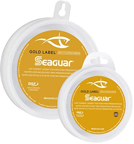 Seaguar Gold Label Fluorocarbon Fishing Line, Thin and Strong Fishing Leader, Double Structure for Strength and Softness, Low Memory for Easy Cinching Knots