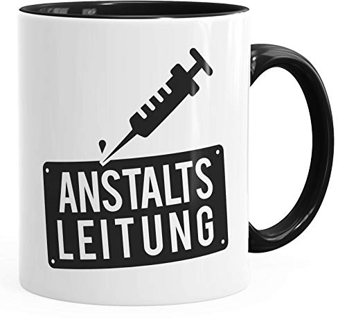 MoonWorks® Kaffee-Tasse Spruch Anstaltsleitung Büro-Tasse MoonWorks® schwarz 325 ml