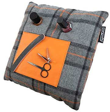 CRAGGI Manicure Cushion, Nail Pillow, Manicure Pillow, Nail Cushion In Tweed Fabric, Grey Tweed