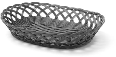 HENDI Körbe, mit gewebten Seitenteilen, Brotkörbe, Obstkorb, oval, 320x230x(H)55mm, Schwarz