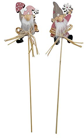 itsisa Blumenstecker aus Holz Wichtel (2er Set) - Frühlingsdeko, Pflanzstecker (Wichtel)