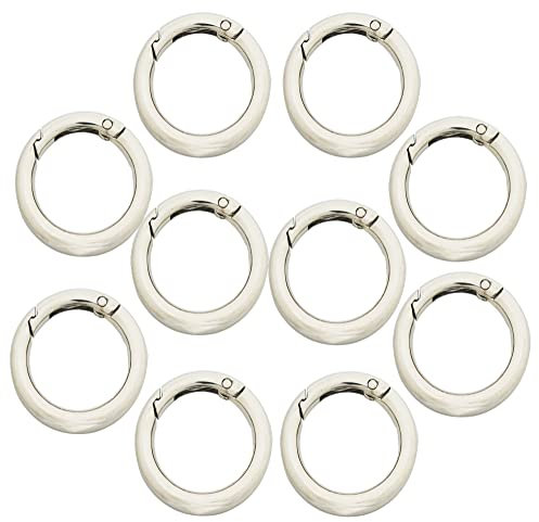 Bytiyar 10 Stück 2,5 cm Innendurchmesser, runde Karabinerhaken, Karabinerhaken, Zinklegierung, O-Ringe, Schnallen, DIY-Zubehör, Silber