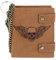 Harrys-Collection Geldbörse aus hochwertigem Vintage Leder + RFID mit Kette! Totenkopf, Farben:Cognac