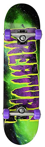 Creature Galaxy Logo Mid Factory Skateboard, 19,8 cm, Grün/Violett