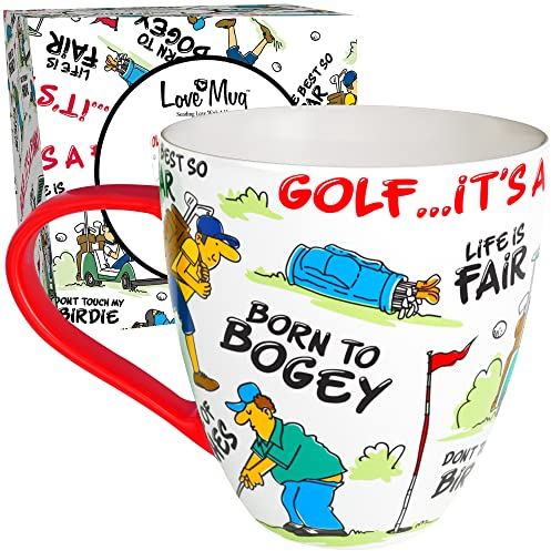 Love Mug®: A Funny Gift for Golfers, Featuring A Golf Themed Mug with A Printed Message Inside, A Coaster and an Engraved Teaspoon. Beautifully Packaged from an UK Award Winning Retailer