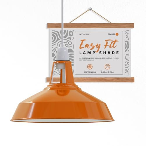 DC VOLTAGE Moderne Retro-Lampenschirme aus Metall, einfache Montage-Lampenschirme, für industrielle Hängeleuchten, Schlafzimmer, Küche, Badezimmer, antiker Lampenschirm (Orange)