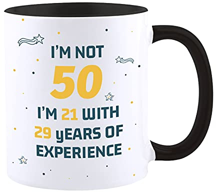 Funny 50th Birthday Gift for Women Men, Turning 50 Years Old Coffee Mug, Joke Party Cup Best Adult Birthday Presents for Dad Mum Friends Sister Her Him (Black)