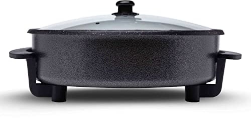 SOGO Sartén Paellera eléctrica con Tapa de Cristal Reforzado y Recubrimiento antiadherente | Ø interior 30 cm | profundidad 5 cm | termostato ajustable hasta 240º C | 1500W | SIN PFOA