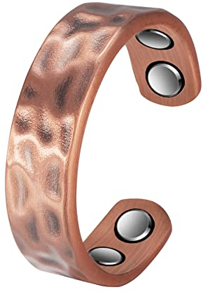 Vintage Hammered Design Kupfer Ringe Magnetringe für Frauen oder Männer (Männer)