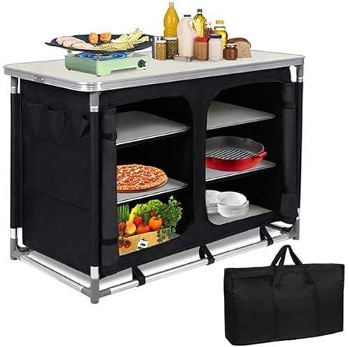 YUENFONG Armarios de Camping Plegable Armarios de Cocina de Viaje, para Acampar, Cocinar, Viajar, con Bolsas de Transporte (Tipo C)