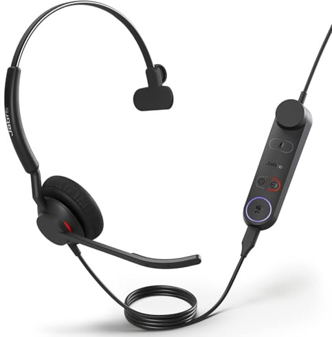 Jabra Engage 50 II schnurgebundenes Mono-Headset mit Link Call Control, geräuschunterdrückender 3-Mic-Technologie und USB-C-Kabel - mit Allen führenden UC-Plattformen wie Zoom kompatibel - Schwarz
