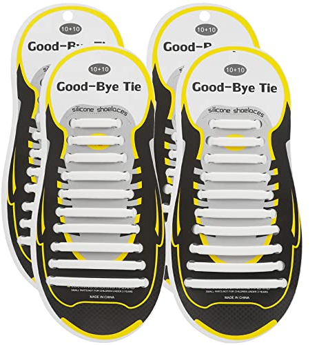 Lacci per scarpe senza nodo, 2 paia Lacci elastici in silicone Impermeabile per bambini e adulti, Lacci da scarpe non allacciabili, No Tie Lacci per scarpe ginnastica e scarpe casual (2 Bianco)