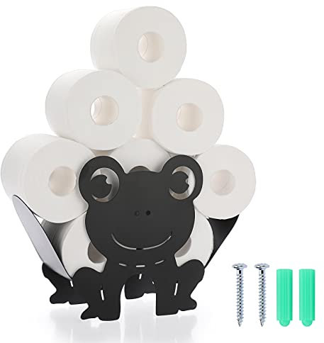 IGNPION Support de Rouleau de Papier Toilette Porte-Papier en métal Stockage de Papier en Forme de Grenouille pour Salle de Bain (Noir)