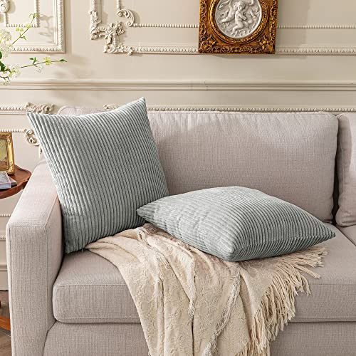 Vannokor 2 Stück Kissenbezüge aus Kordsamt, weich, dekorativ, quadratisch, Wurfkissenbezug, Heimdekoration, Kissenbezüge, Kissenbezüge für Couch, Sofa, Bett, Grau, 45 cm