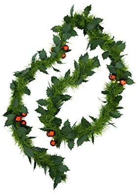 HEITMANN DECO - Girlande - grün/rote Kugeln - ca. 200cm - Künstliches Tannengrün