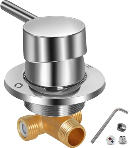 Gekufa Mitigeur Thermostatique Douche, Mitigeur de Douche en Laiton, Robinet de Sortie Deux en un G1/2 pour Salle de Douche, Mitigeur d'eau Froide et Chaude de Douche pour cabine de douche integrale