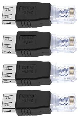 eMagTech 4pcs Adaptateur Ethernet vers USB 2.0 Femelle vers RJ45 Adaptateur Ethernet Connecteur USB Transfert Réseau Prise Adaptateur Accessoires, Noir