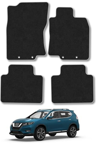 Nissan X-Trail (2014-2022) Carpet Car Mats | Grey Edge Trim Tailored Fit Floor Mats Full Coverage Protection Accessories Easy Clean Anti Slip Made in the UK
