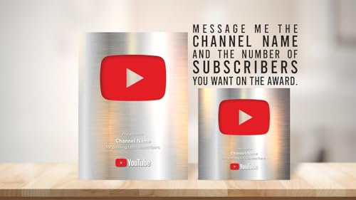 YouTube Play Button Display Acrylschild Ihre Personalisierung auf Ihrem eigenen Creator Award, tolle Idee Social Media Schild Silbernes Spiel (10 x 15 cm, Schwarz)