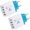 Pipestation European USB Charger Plug with 4 USB Ports x2 - UK to European Plug Adapter - Type C Euro Charger - Compact Travel Plugs UK to EU - Euro Plugs for Spain Turkey Greece