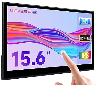 Waveshare 15.6inch QLED Quantum Dot Touchscreen, 1920 x 1080 Pixels, 100% sRGB, 178° Viewing Angle, Up to 10-Touch, with Speaker, for Raspberry Pi/Jetson Nano/VisionFive2/Game Console/PC Windows