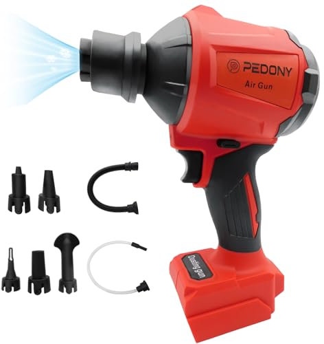 PEDONY Pompa ad aria senza fili per batteria Milwaukee da 18 V, soffiatore portatile senza spazzole, 50000 giri/min e 7 ugelli, compressore d'aria per la pulizia della casa all'aperto (batteria non