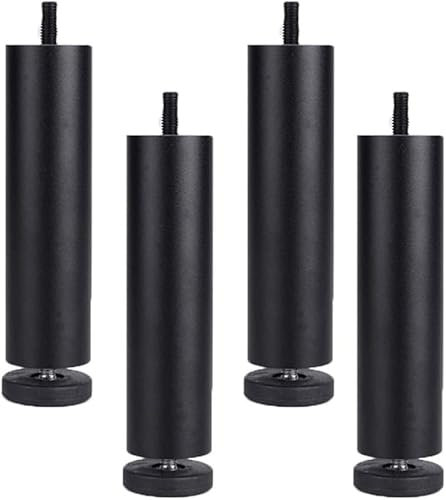 JIAOLUN123 4 Pièces Pieds de Meubles Reglables Pieds de Meubles en Alliage d'aluminium Meubles Jambes Ronde Métal Pattes de Meuble Table Canapé Lit,Noir (25 cm)