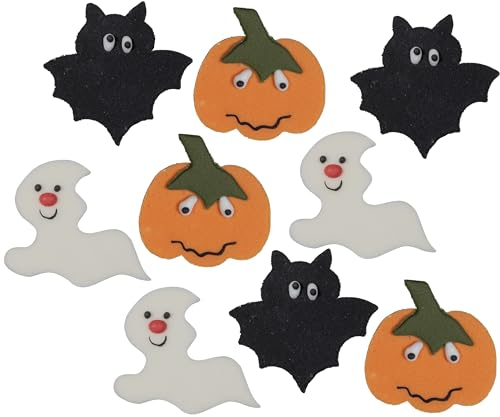Kaffeehaus Diamant - essbare Zuckerdekoration Halloween - Aufleger aus Fondant - je 3x Fledermaus, Gespenst, Kürbis - Streudeko für Muffins, Torten, Kuchen und Cupcakes