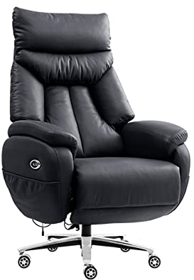 FLOWFX Luxuriöse Boss Chair-Chefsessel, hochwertiger Managersitz mit elektrisch klappbarer Fußstütze, Verstellbarer, drehbarer Computerstuhl, bequemer, ergonomischer Bürostuhl Lofty Ambition