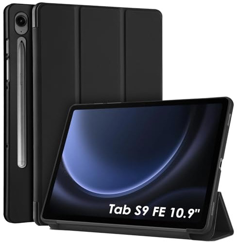 WD&CD Custodia Compatibile per Samsung Galaxy Tab S9 FE 10.9, Ultra Sottile Smart Pelle Cover con Sonno/Sveglia la Funzione Compatibile per Galaxy Tab S9 FE 10.9 Tablet - Nero
