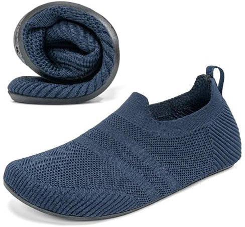 KOWAYI Hausschuhe Herren Haussocken Damen Leichte Geschlossene Hüttenschuhe Atmungsaktive Slipper Cozy Pantoffeln Unisex Barfußschuhe Dunkelblau-SHLAN-38