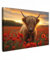MuchoWow© Bilder Groß 120x80 cm XXL Wohnzimmer Deko Modern Wandbild Foto auf Leinwand Bild Schlafzimmer über Bett Room Decor Geschenke Schottische Hochlandrind - Rosen - Blumenfeld - Sonnenuntergang