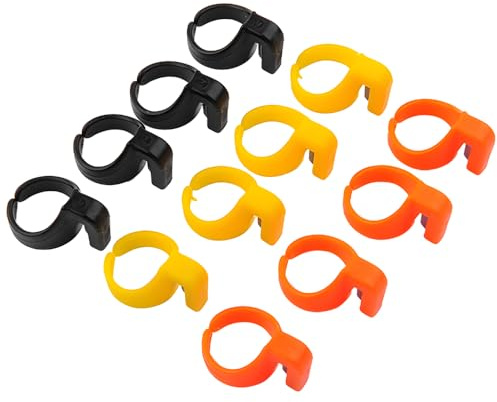 Jemora 12 Pieces Finger Knife Ring Plastic Embroidery Quilting Thread Cutter Thimble Sewing Accessories Handcraft DIY Tool with Blade for Cutting Yarn/Fishing Line/Weaving - Random Color