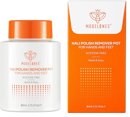 Modelones Nail Polish Remover Pot Acetone-Free & Non-Drying Nail Polish Remover Pot with Sponge-Top Lid Contains Jojoba Oil Professional Nail Remove Jar for Home Salon (80 ml)