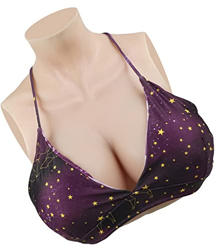 KUMIHO Faux Seins en Silicone Artificielle Poitrine Forme Poitrine Prothèse pour Crossdresser Transgenres Drag Queen Mastectomie Peau réaliste, Remplie de Silicone, Asiatique Jaune, E Cup