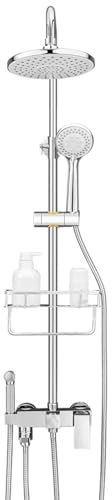 Duschwannen-Wasserhahn-Set, Chrom, Wandmontage, Badewannen-Wasserhahn-Set mit Handbrause, drei Modi, höhenverstellbare Duschkopf-Sets für Badezimmer, Chrom, Sprinkler Beauty Comes