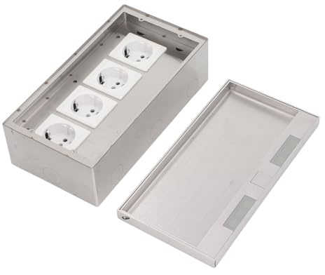 Presa Pavimento Nascosta, Scatola per Prese Pavimento Presa Elettrica Pavimento 4 Prese Standard UE Scatola per Prese Elettriche Nascoste in Acciaio Inossidabile AC250V