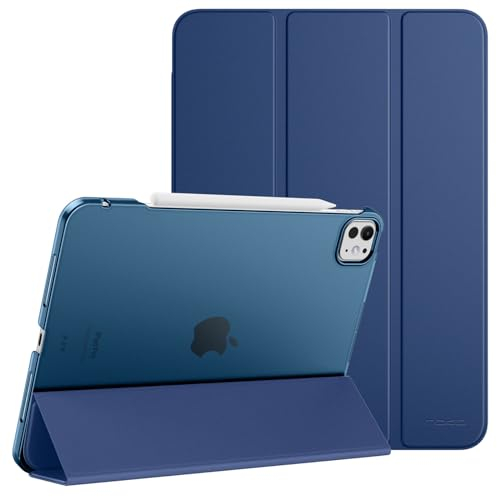 MoKo Custodia per iPad PRO 11 Pollici M4 2024 (5a Gen.), Custodia Sottile con Retro Traslucido in PC Rigido per iPad PRO 11'' 2024 (A2836/A2837/A3006), Supporta Apple Pencil PRO, Blu Marino